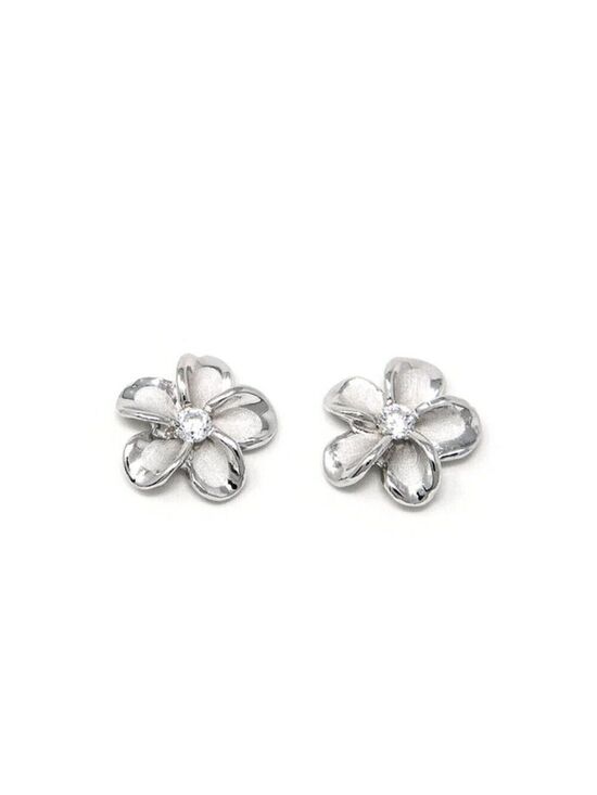 Jewelry - Moana Collection Sterling Silver Earring Stud: Solid Plumeria